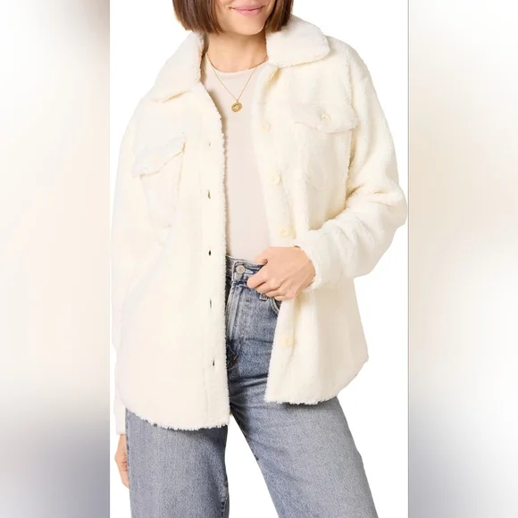 NWOT GOODTHREADS Cream Teddy Sherpa-Lined Jacket - Picture 7 of 9